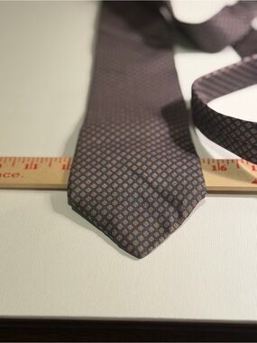 Etienne Aigner Silk Geometric Pattern Tie in Dark Brown
